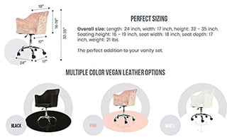 Coco Quilted Vanity Chair, Black