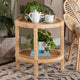 Bella Bohemian Natural Brown Mahogany Wood and Natural Rattan 2-Tier End Table