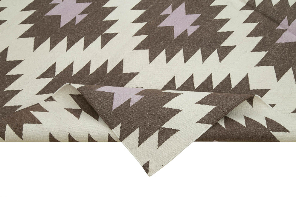Rug N Carpet - Handmade Wool 6' 0'' x 8' 8'' Geometric Dhurrie Kilim Rug