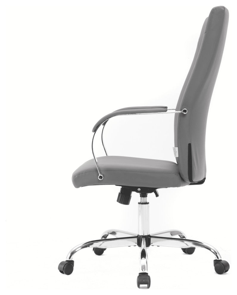 LeisureMod SO19GRL Sonora Modern Grey High-Back Leather Office Chair