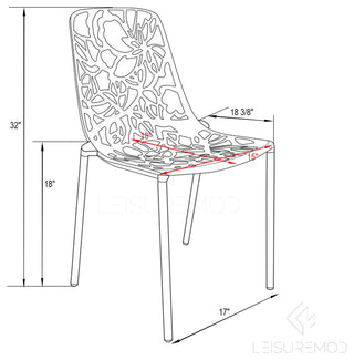 LeisureMod Devon Modern Outdoor Stackable Aluminum Dining Chair, Orange