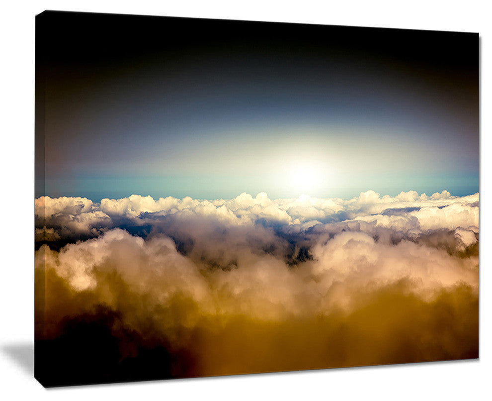 "Gloomy Sky Above Clouds" Contemporary Landscape Canvas Art, 20"x12"