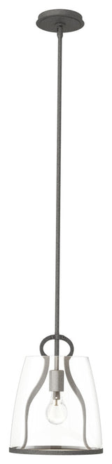 Caliper Pendant, Natural Iron, Clear Glass