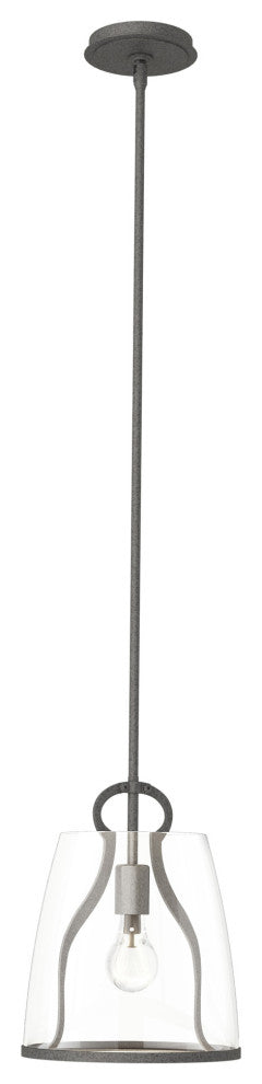 Caliper Pendant, Natural Iron, Clear Glass