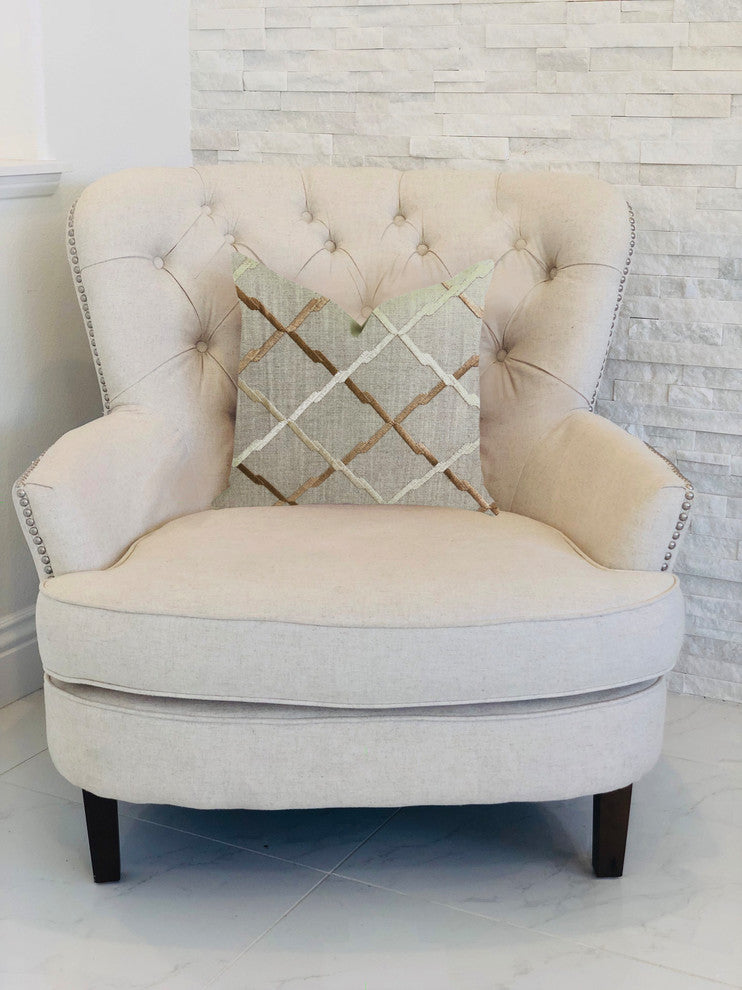 Urban Square Brown and Beige Luxury Throw Pillow, 18"x18"