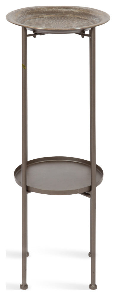 Mahdavi Plant Stand Table, Pewter, 12x12x27