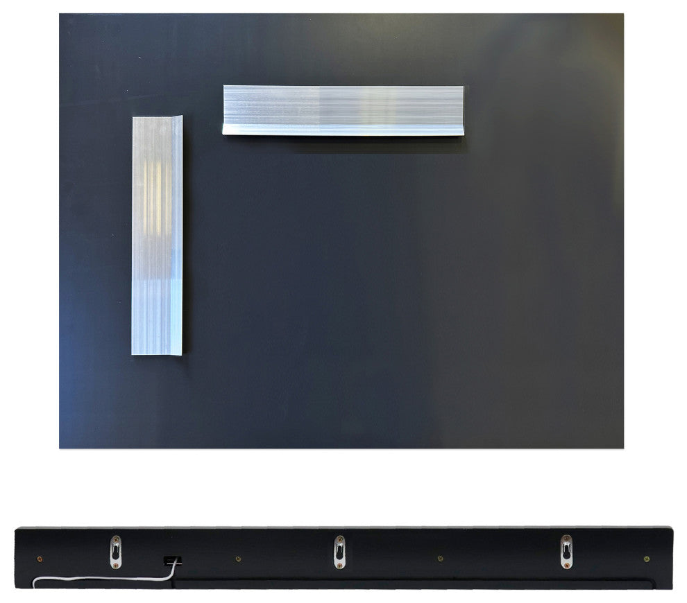 35" Blue Wireless Charging Shelf and Frameless Mirror Set