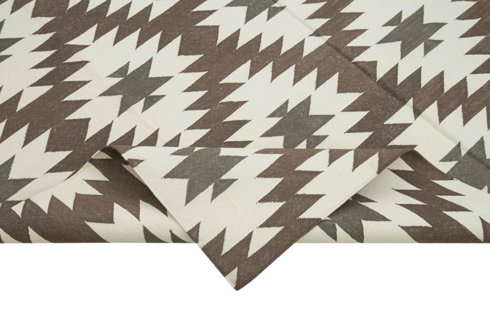 Rug N Carpet - Handmade Wool 5' 9'' x 8' 10'' Geometric Dhurrie Kilim Rug