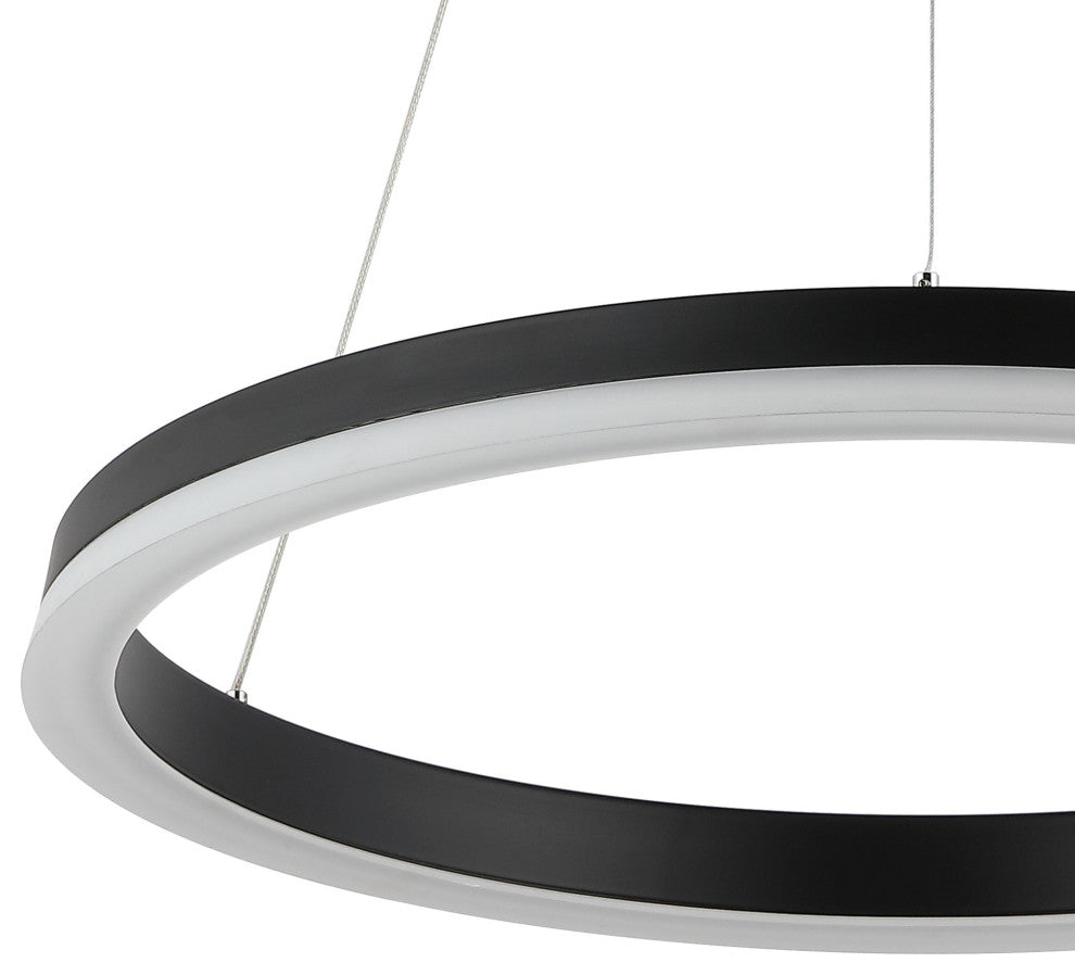 Baxter 1-Light Aluminum Integrated LED Hoop Pendant, Black