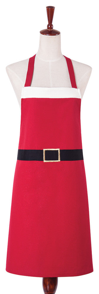Bright Red Santa Design Kitchen Apron