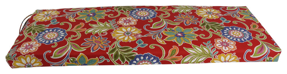 54"X19" Patterned Outdoor Spun Polyester Bench Cushion, Alenia Pompeii