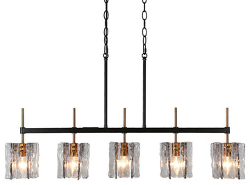 LNC Tucana Polished Gold and Matte Black Modern Kitchen Island Light, 5 Light