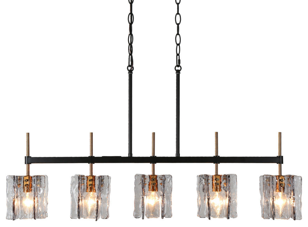 LNC Tucana Polished Gold and Matte Black Modern Kitchen Island Light, 5 Light