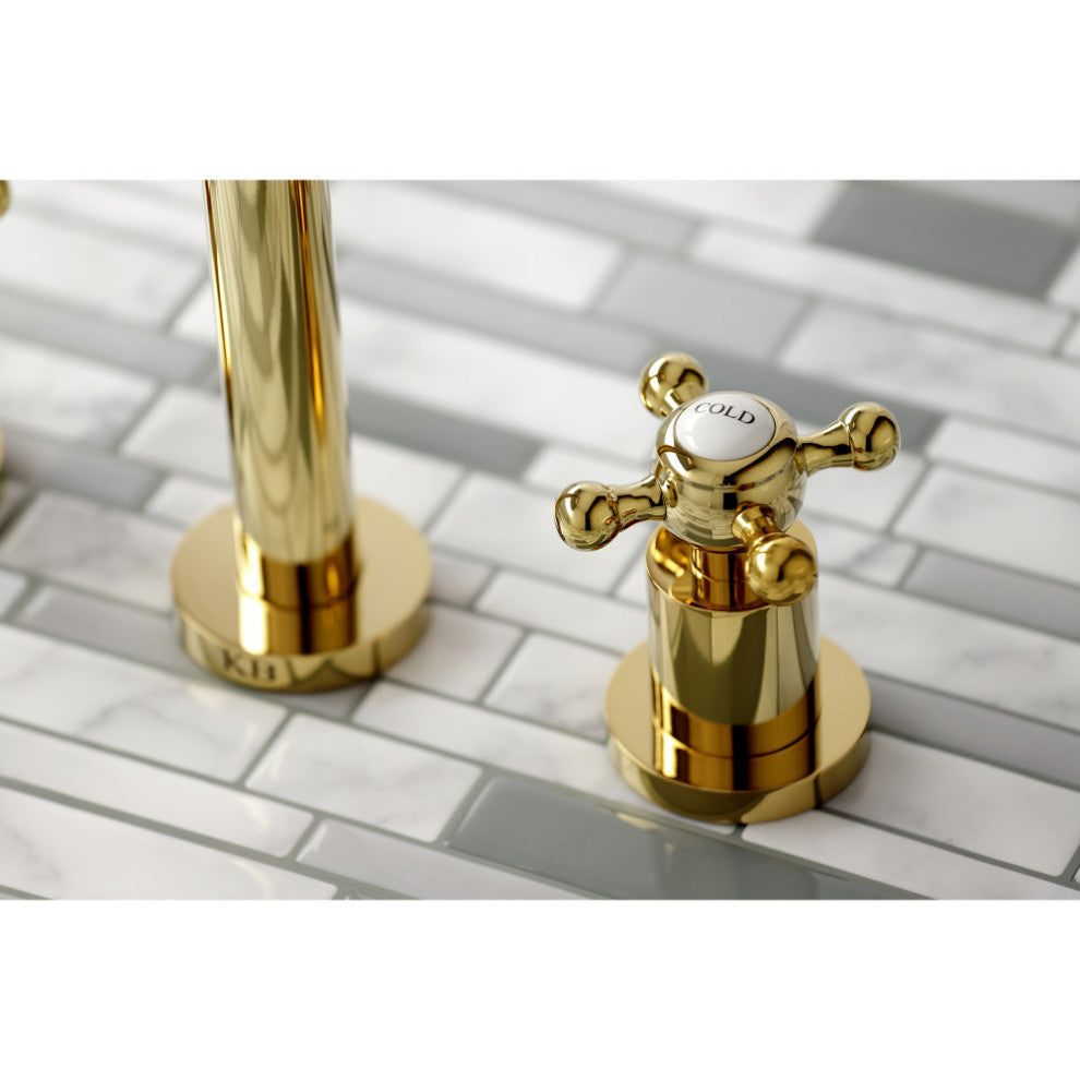 KS8022BX Two-Handle Wall Mount Tub Faucet, Polished Brass