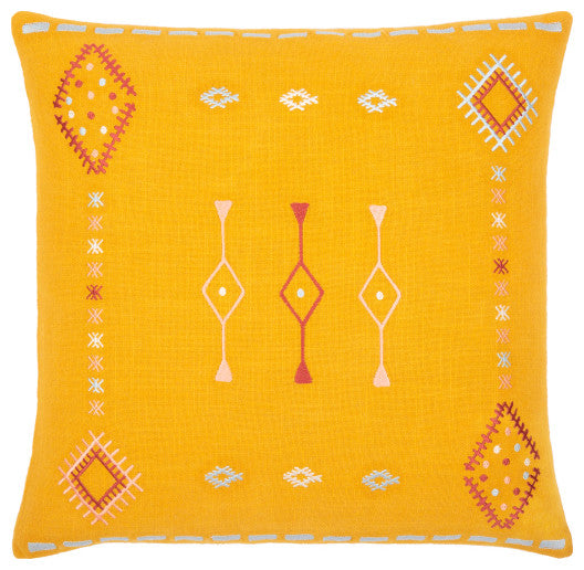 Surya Zina Mustard Pillow Shell With Down Insert 18"H X 18"W