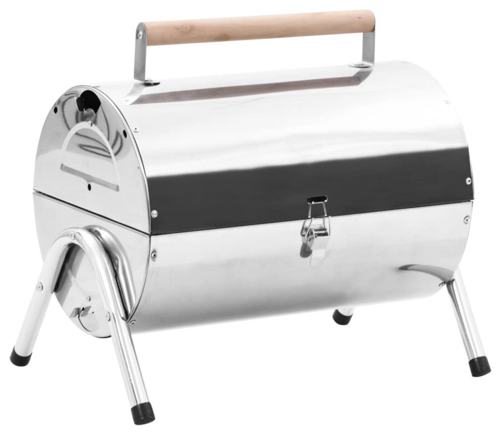vidaXL Portable Tabletop Charcoal BBQ Grill Stainless Steel Double Grids