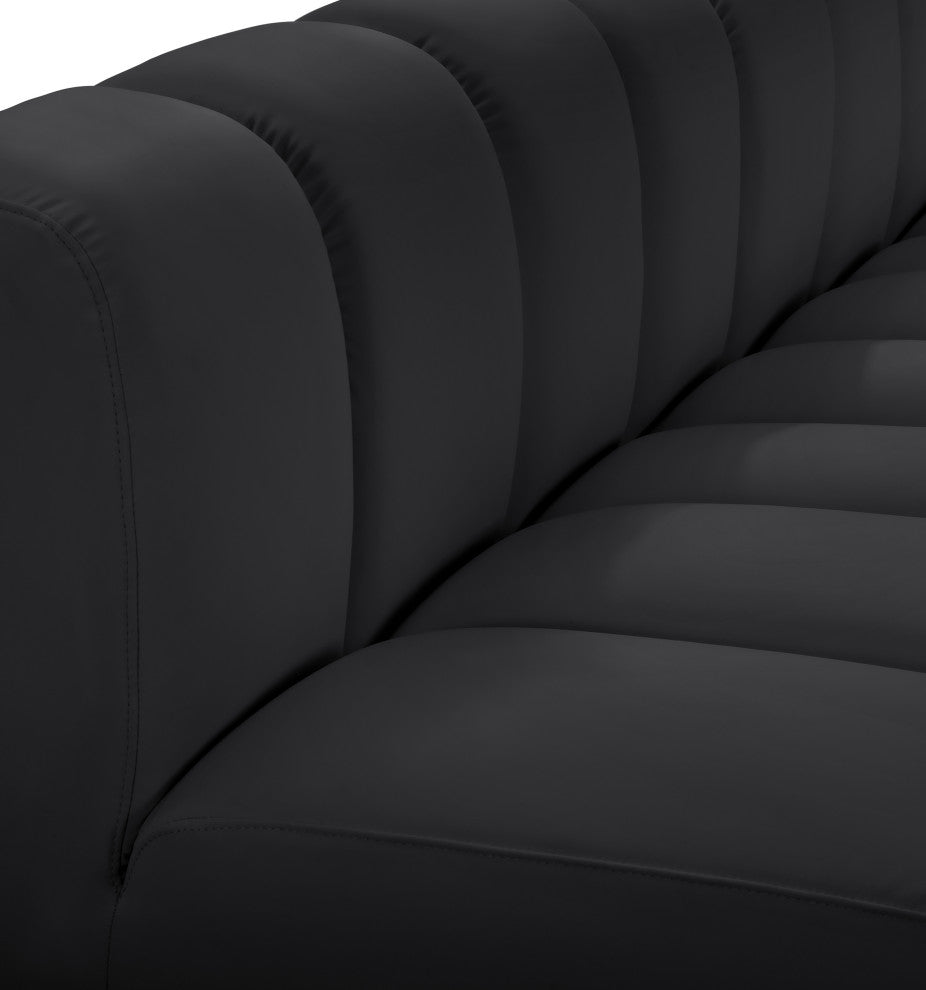 Arc Vegan Leather Upholstered 2-Pc. Inward Curved Modular Sectional, Black