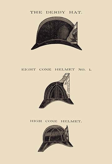 Derby Hat, Eight Cone and High Cone Helmets - Fine Art Giclee Print 24" x 36"