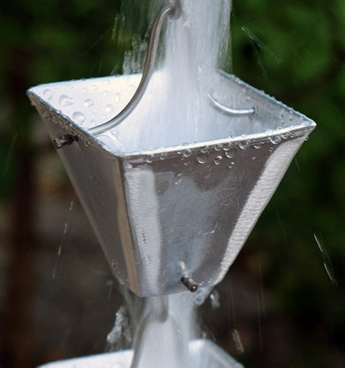 Aluminum Medium Square Cups Rain Chain With Installation Kit, 12'