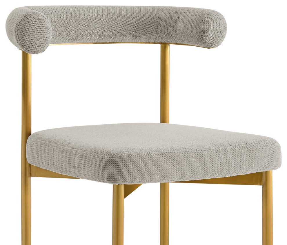 Shannon Gold Brushed Stainless Steel and Taupe Fabric  Dining Chairs, Set of 2