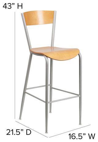 Silver Open Stool-Nat Seat