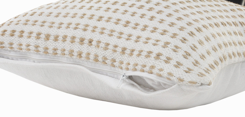 Ivory and Jute Interwoven Throw Pillow