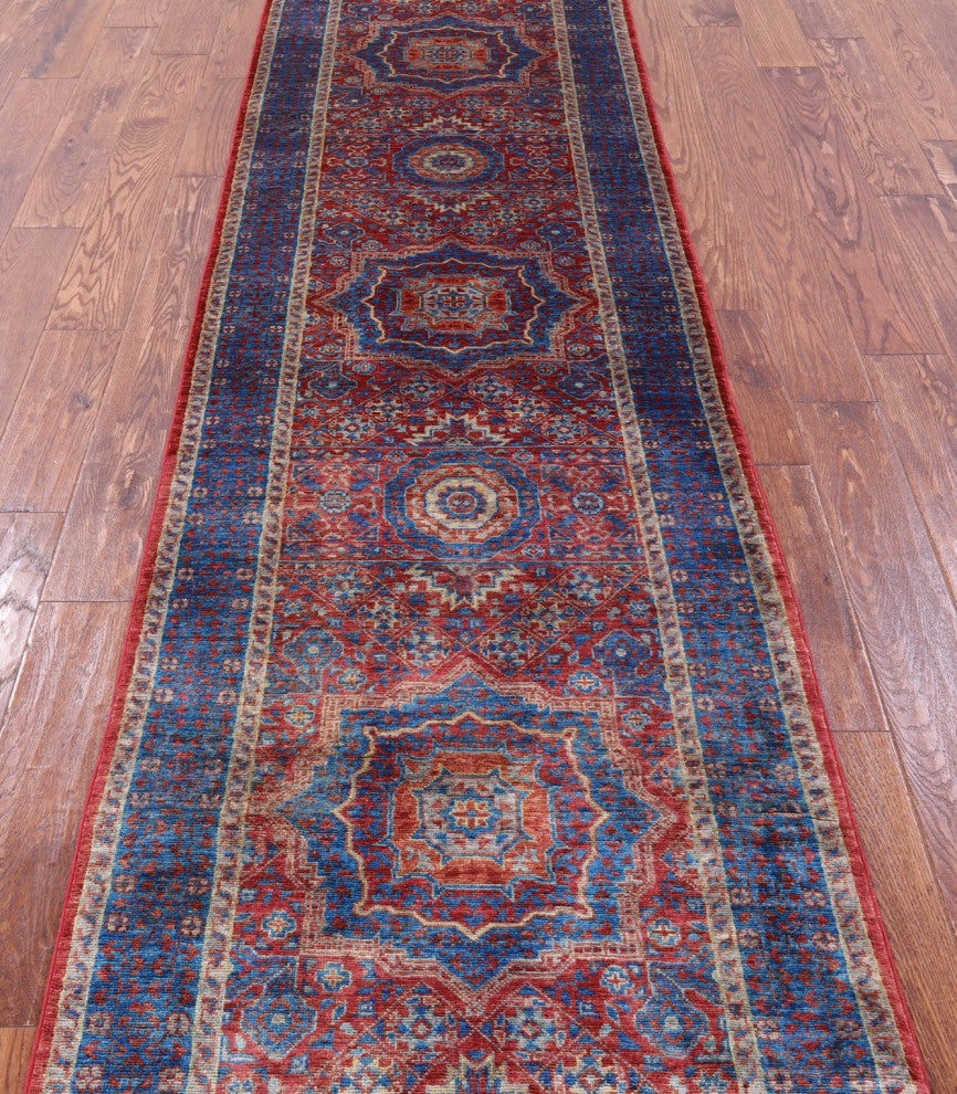 2' 8" X 9' 10" Runner Mamluk Hand-Knotted Wool Rug - Q12506