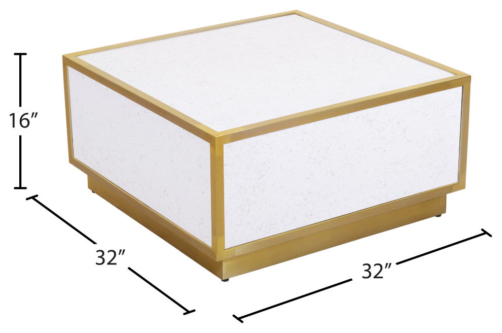Glitz Coffee Table, White Faux Marble