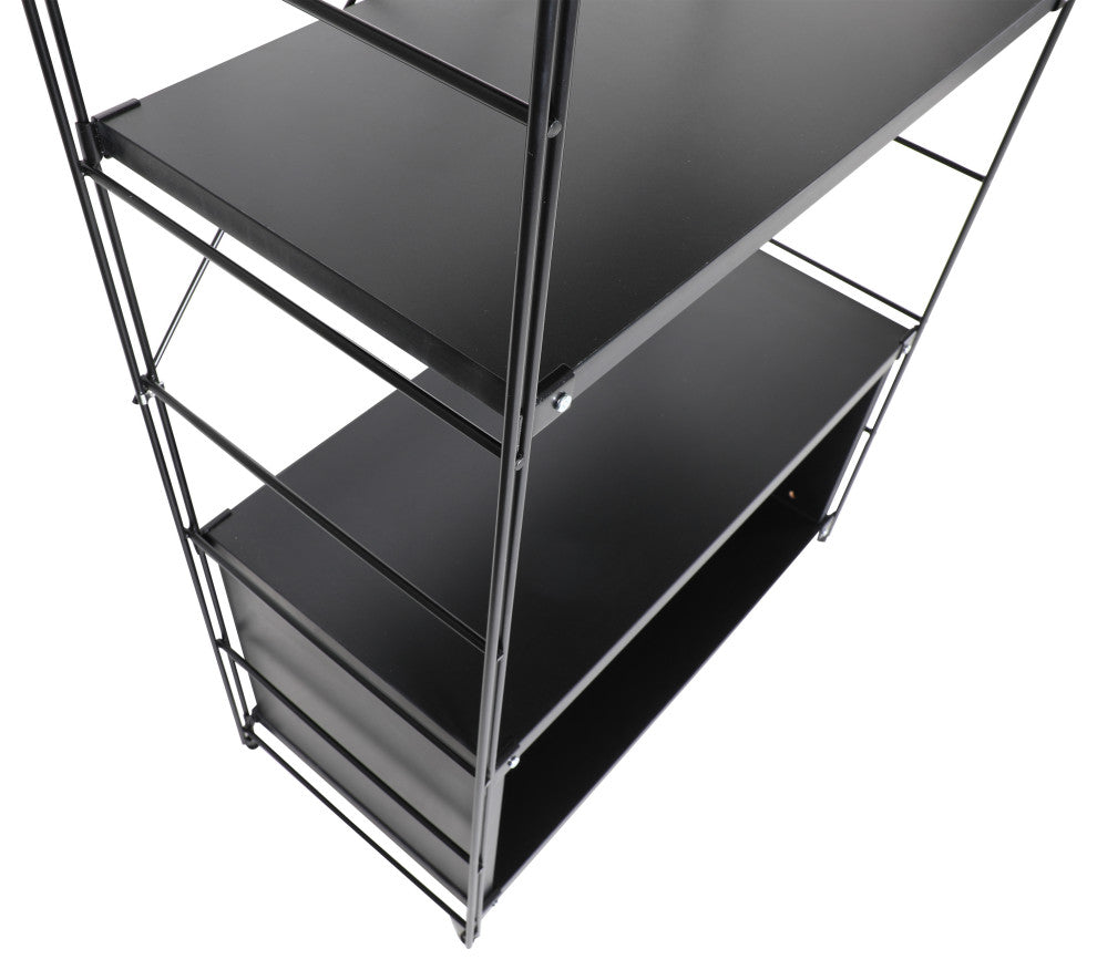 LeisureMod Brentwood Bookcase with Black Steel Frame, Black