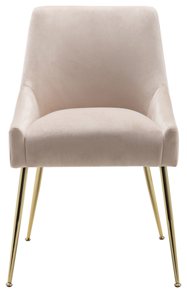 WestinTrends Upholstered Velvet Glam Accent Chair w/ Gold Metal Legs, Tan
