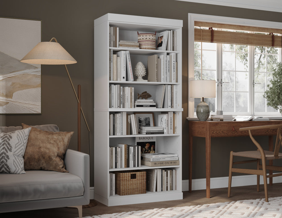 100% Solid Wood 71.5" Tall Bookcase, White
