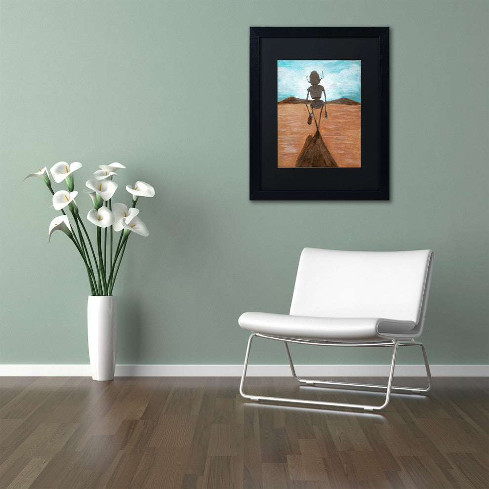 ''A Long Walk'' Matted Framed Art, Black Frame, Black Matte, 14x11