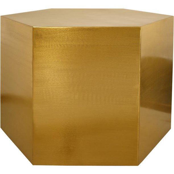 Hexagon Coffee Table in Brushed Gold with Modular Metal Design