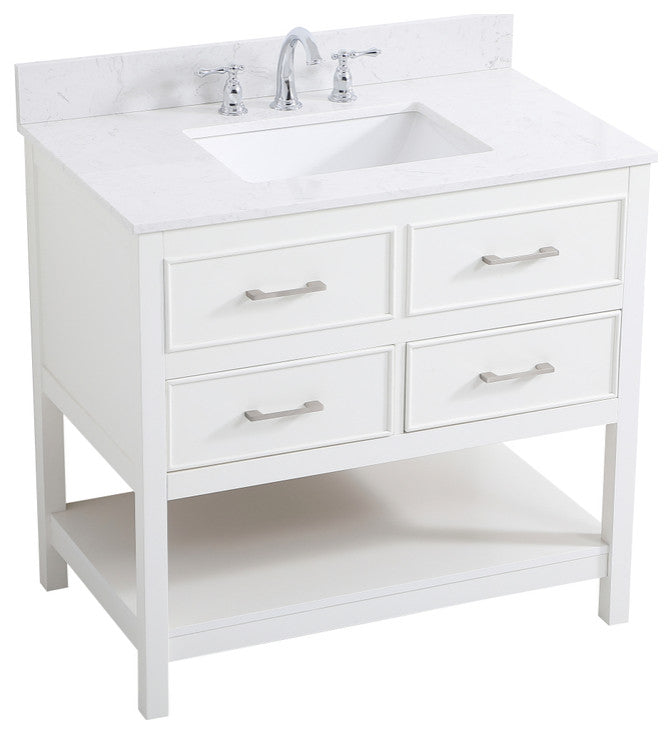 Skylar 36" Single Bathroom Vanity, White, With Backsplash