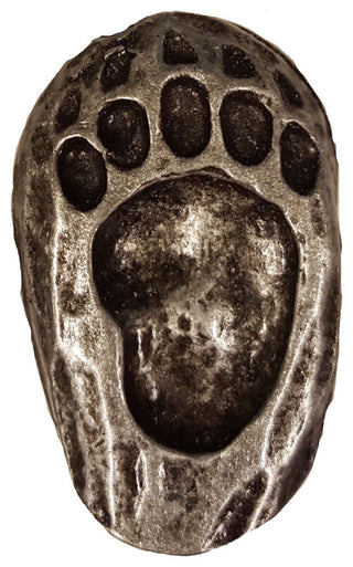 Single Bear Track Left Facing Cabinet Knob, Pewter