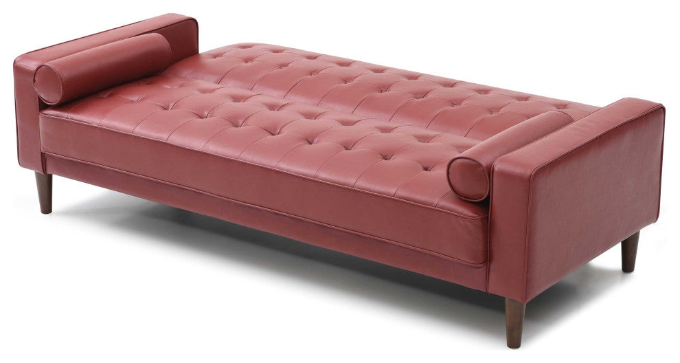 Andrews 85 in. W Flared Arm Faux Leather Straight Sofa, Red