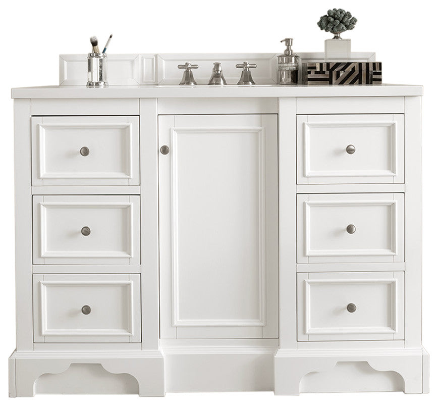 James Martin 825-V48-BW-3AF 48" Vanity In Bright White w/ Solid Surface Top