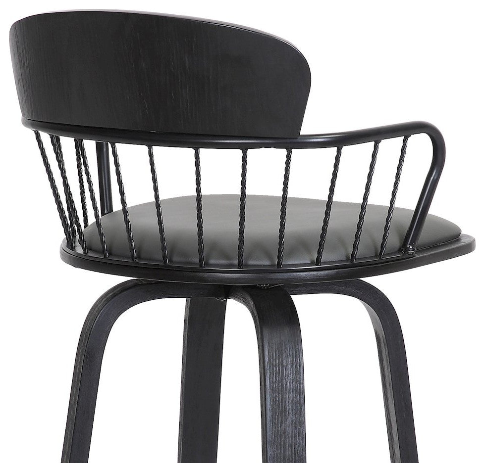 Willow Upholstered Wood Swivel Bar or Counter Stool