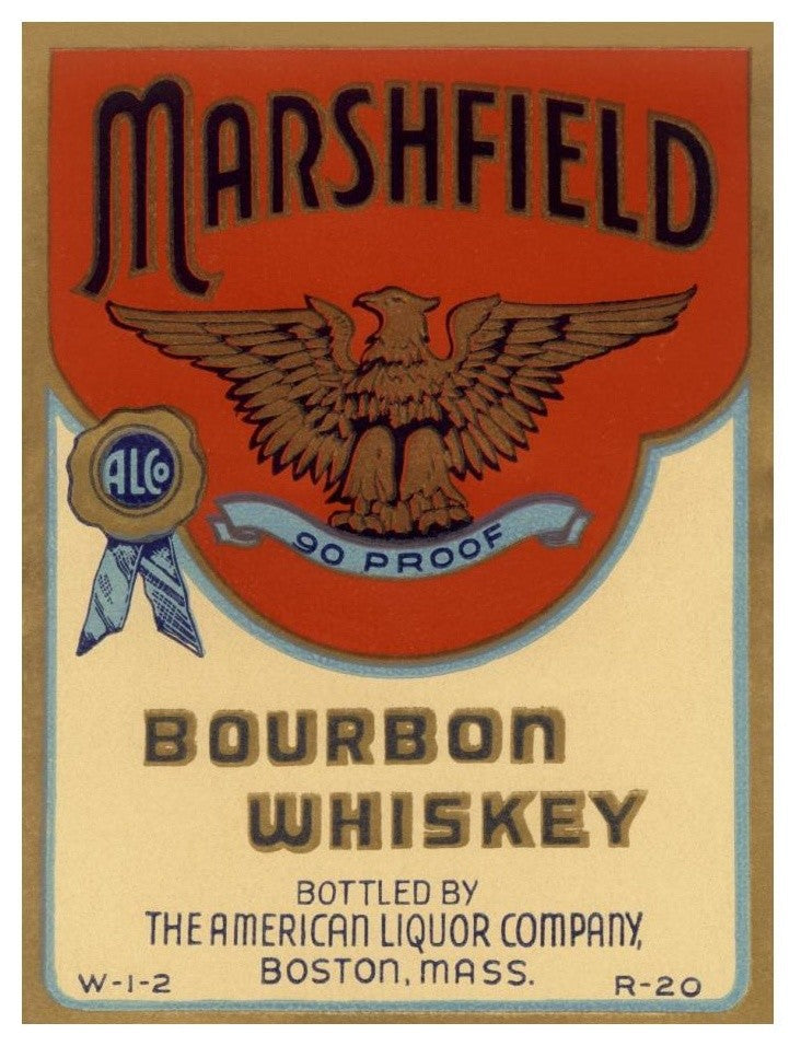 "Marshfield Bourbon Whiskey" Print by Vintage Booze Labels, 19"x24"