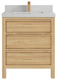 Elizabeth 30 Single Sink Bath Vanity in Light Natural Teak 2" Carrara Quartz
