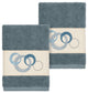 Linum Home Textiles Annabelle Embellished, Teal, Washcloth, 2-Piece Set