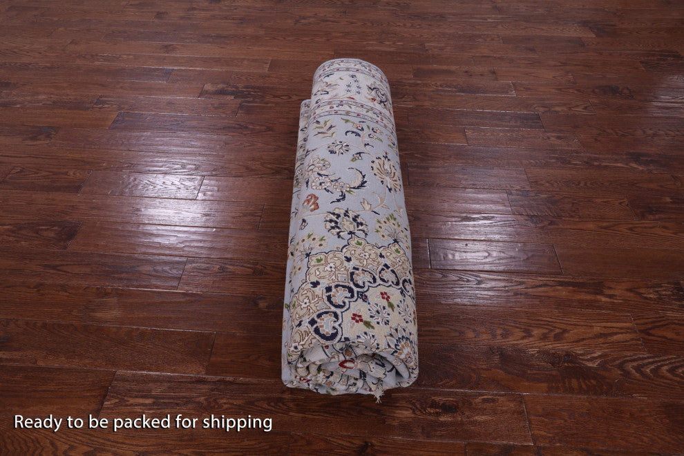 8' 1" X 10' 2" Persian Nain Wool & Silk Hand Knotted Rug - Q14728