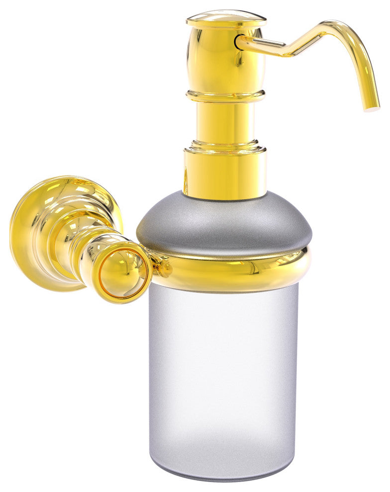 Carolina Wall Mounted Soap Dispenser, Polished Brass