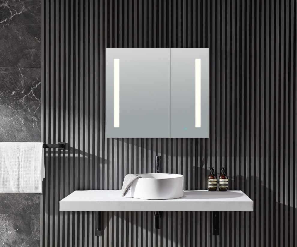 ANZZI Ether 28" x 32" Frameless LED Mirror Bathroom Cabinet With Defogger