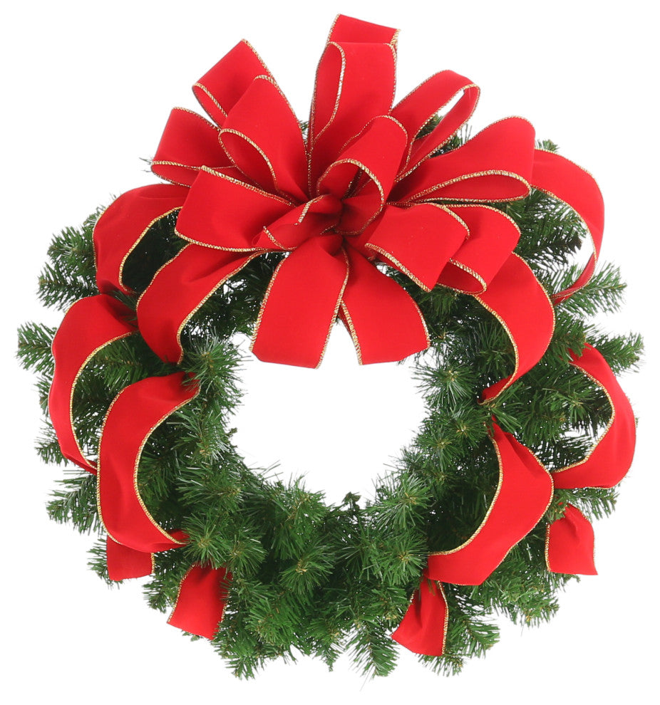 22" Wreath With A Red Bow.