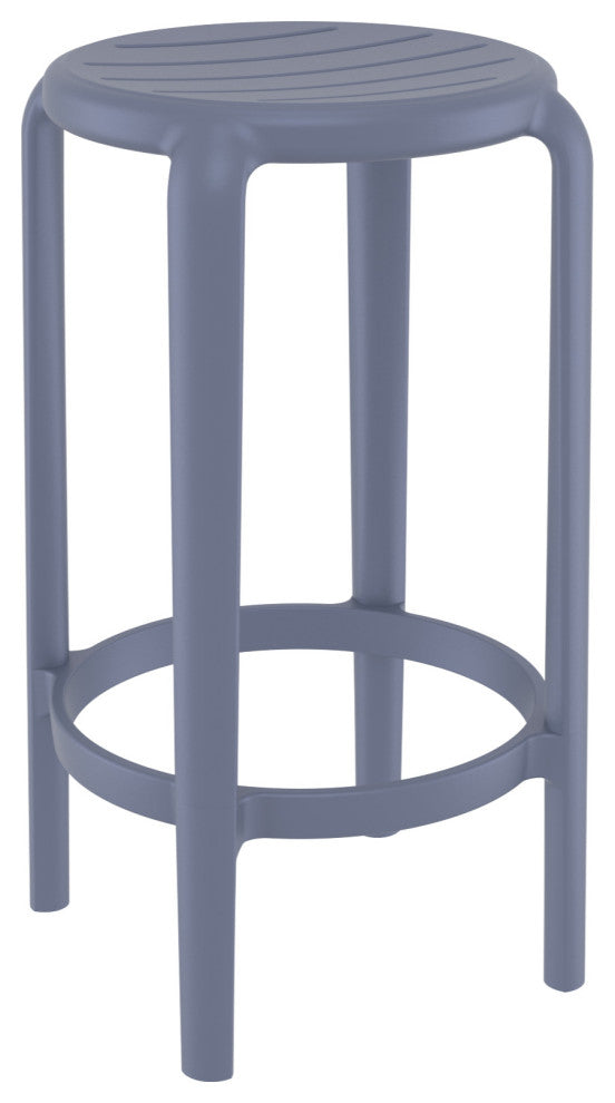 Tom Resin Counter Stool, Set of 2, Black, Dark Gray