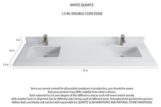 Malibu 72 Double Sink Bath Vanity in Black 1.5" White Quartz