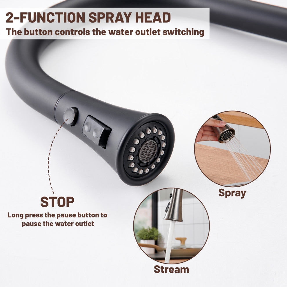Single Handle Pull Down Sprayer Kitchen Faucet with Touchless Sensor, Matte Black