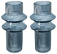 Benzara BM284992 2-Piece Set Glass Vases, Tall Cylinders, Smokey Blue/Clear