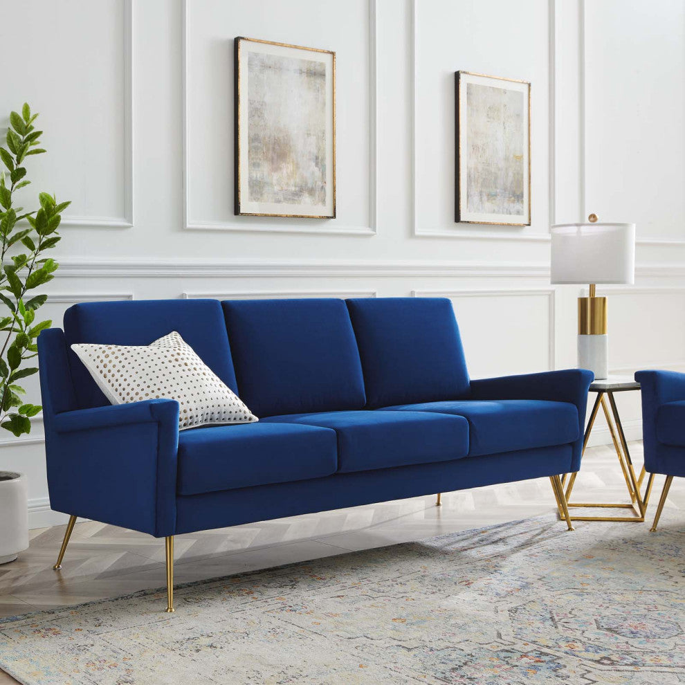 Chesapeake Performance Velvet Sofa-Gold Navy